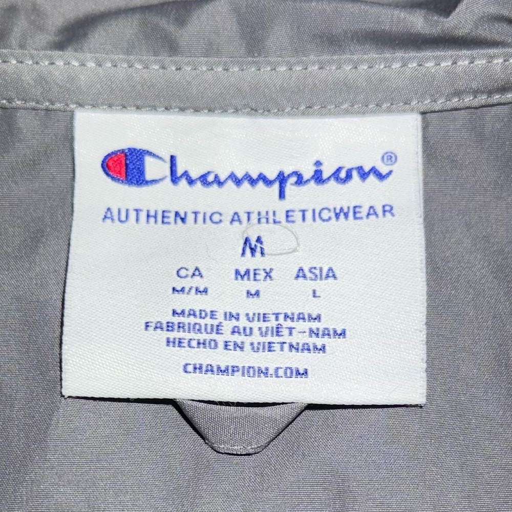 Champion Men's Gray and Black Windbreaker - Picture 2 of 2